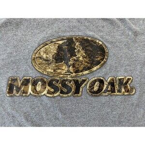 Mossy Oak Camo Logo T Shirt Mens XL Gray Hunting Outdoor Graphic Deer Hunter